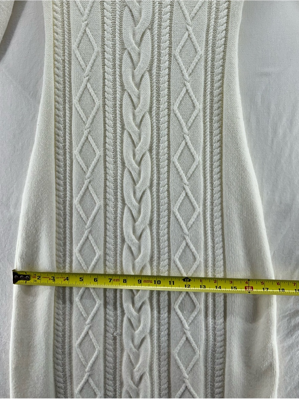Calvin Klein Ivory‎ Cable Knit Maxi Sweater Dress S Fitted Long Sleeve Bodycon - Picture 6 of 8
